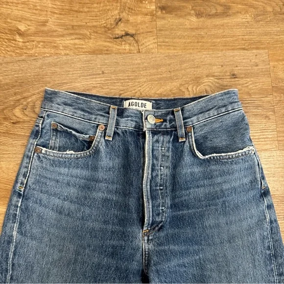 Agolde Riley High Rise Straight Crop Blue Vintage Wash‎ Air Blue Size 25 - Picture 3 of 10